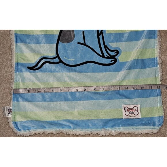 Skechers Bobs For Dogs Fleece Blanket Pet 18x28 Blue Green Stripe Bull Terrier - Picture 4 of 8